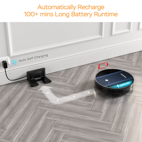 Geek Smart Robot Vacuum Cleaner G6 Plus, Ultra-Thin, 1800Pa Strong Suction, Automatic Self-Charging, Wi-Fi