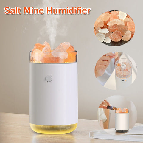 Air Humidifier Crystal Salt Stone Desktop Aromatherapy Essential Oil Ultrasonic