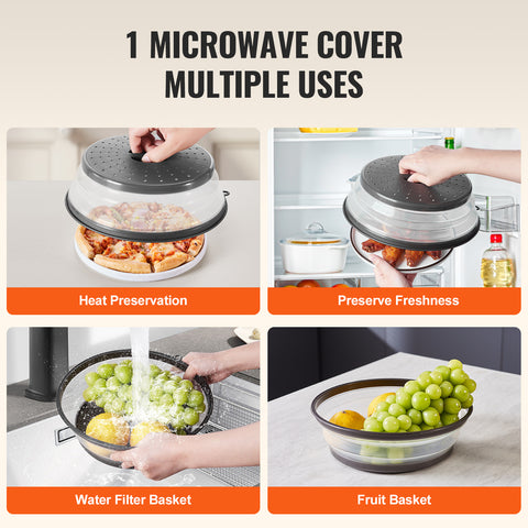 VEVOR 2PCS Microwave Splatter Covers 10.4Collapsible Microwave