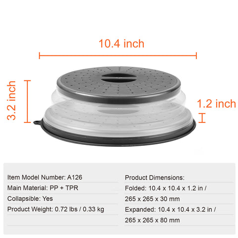 VEVOR 2PCS Microwave Splatter Covers 10.4Collapsible Microwave